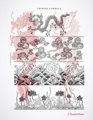 Color these Chinese New Year symbols for a bulletin board!