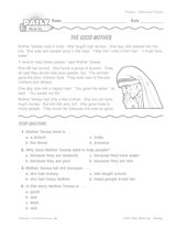 Mother Teresa Reading Warm-Up