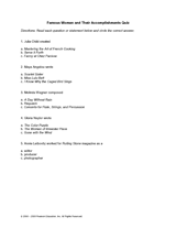 Famous Women and Their Accomplishments Quiz